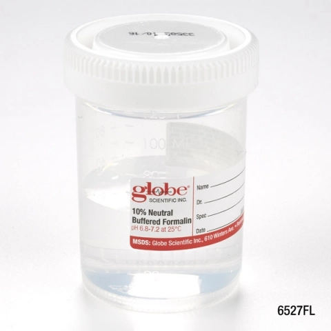 Globe scientific pre-filled container 120ML (4OZ), pp, filled with 60ML